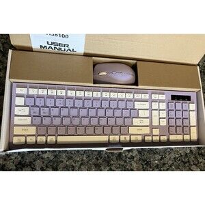 purple wireless keyboard and mouse